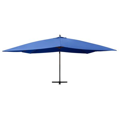 vidaXL Parasol en porte-à-faux avec mât en bois 400x300 cm Bleu azuré