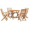 vidaXL Ensemble &agrave; manger de jardin 5 pcs beige tissu et bois massif