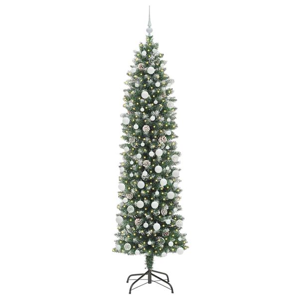 vidaXL Arbre de No&euml;l artificiel slim avec 300 LED Vert et blanc 210 cm