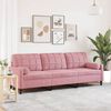 vidaXL Canap&eacute; 3 places avec oreillers d&eacute;coratifs rose 210 cm velours