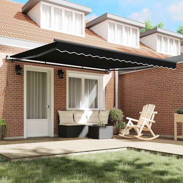 vidaXL Auvent R&eacute;tractable Noir 400 &times; 350 cm Polyester et Acier