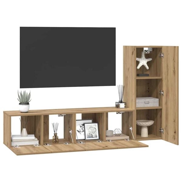 vidaXL Ensemble meuble TV 3 pcs Ch&ecirc;ne artisanal Bois d'ing&eacute;nierie