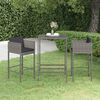 vidaXL Ensemble de bar de jardin 3 pcs et coussins Résine tressée Gris