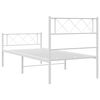 vidaXL Cadre de lit m&eacute;tal sans matelas avec pied de lit blanc 90x200cm