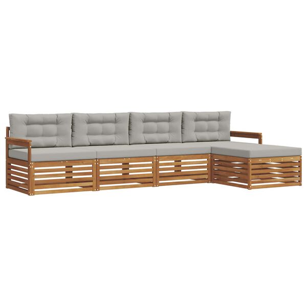 vidaXL Ensemble de canap&eacute;s d'ext&eacute;rieur 5 pcs Gris Naturel et Clair