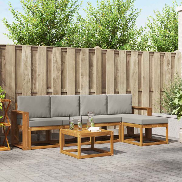 vidaXL Ensemble de canap&eacute;s d'ext&eacute;rieur 6 pcs Gris Naturel et Clair
