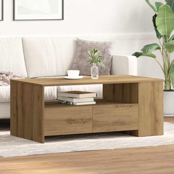 vidaXL Table basse avec tiroir Ch&ecirc;ne artisanal 102 x 55 x 43,5 cm