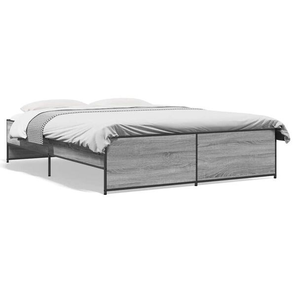 vidaXL Cadre de lit sans matelas sonoma gris 160x200 cm