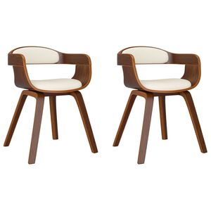 vidaXL Chaises &agrave; manger lot de 2 cr&egrave;me similicuir et bois courb&eacute;
