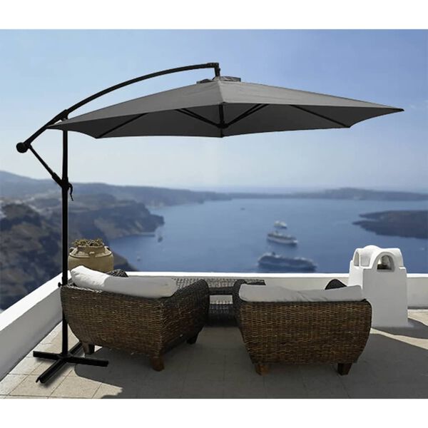HI Parasol de jardin en porte-&agrave;-faux diam&egrave;tre 3 m anthracite