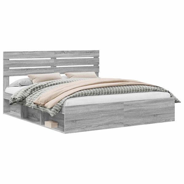 vidaXL Cadre de lit Gris Sonoma 180 x 200 cm Pin massif