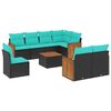vidaXL Ensemble de canap&eacute; de jardin 9 pcs avec coussins noir r&eacute;sine tress&eacute;e