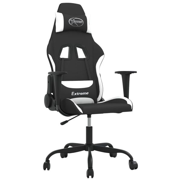 vidaXL Chaise de jeu de massage Noir et blanc Tissu