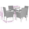 vidaXL Ensemble &agrave; manger de jardin et coussins 5 pcs gris rotin verre