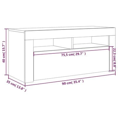 vidaXL Meuble TV avec lumières LED Sonoma gris 90x35x40 cm