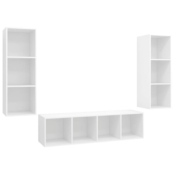 vidaXL Ensemble de meuble TV 3 pcs Blanc Bois d'ingénierie