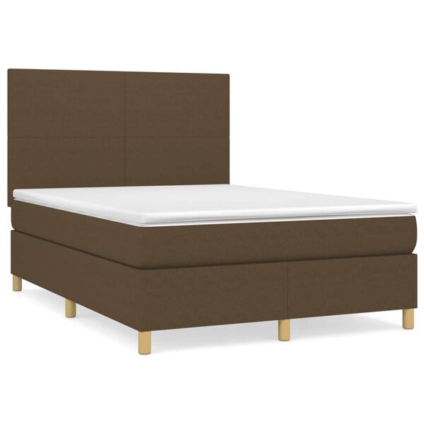 vidaXL Sommier &agrave; lattes de lit avec matelas Marron fonc&eacute; 140x200 cm