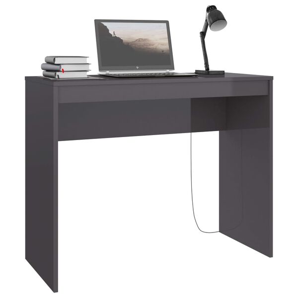vidaXL Bureau Gris brillant 90x40x72 cm Bois d'ing&eacute;nierie