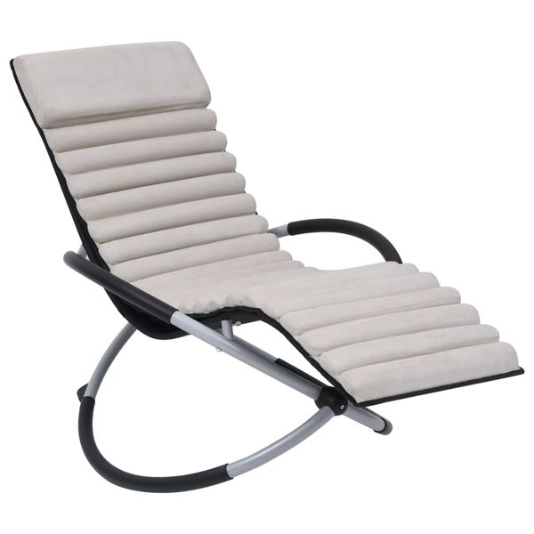 vidaXL Chaise longue d'ext&eacute;rieur avec coussin Acier Cr&egrave;me