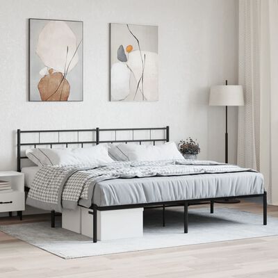 vidaXL Cadre de lit métal sans matelas avec tête de lit noir 193x203cm