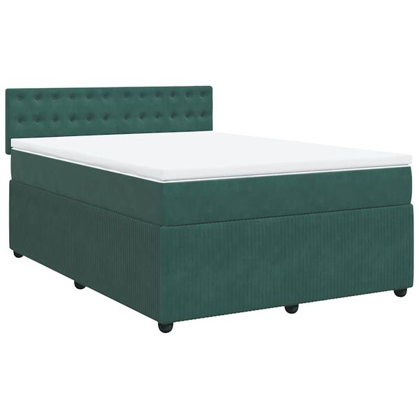 vidaXL Sommier &agrave; lattes de lit et matelas Vert fonc&eacute; 140x190cm Velours
