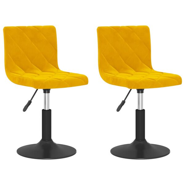 vidaXL Chaises &agrave; manger pivotantes lot de 2 jaune moutarde velours