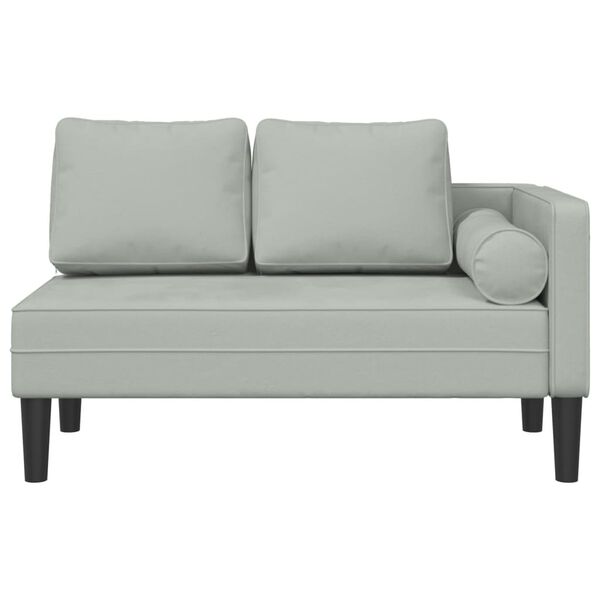 vidaXL Chaise longue avec coussins gris clair velours