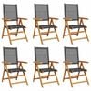 vidaXL Fauteuils pliants inclinables, 6 pi&egrave;ces, en polyrotin noir et bois massif