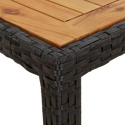 vidaXL Table de jardin 190x90x75 cm Résine tressée et bois acacia Noir