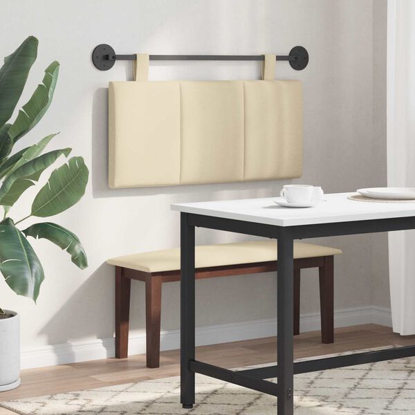 vidaXL T&ecirc;te de lit suspendue Montage mural Cr&egrave;me 100 x 55 x 5 cm tissu
