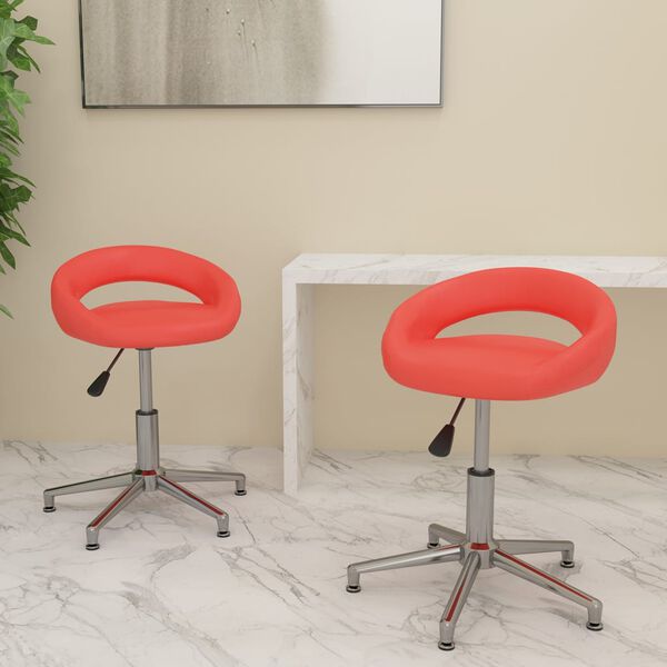 vidaXL Chaises &agrave; manger pivotantes lot de 2 rouge similicuir