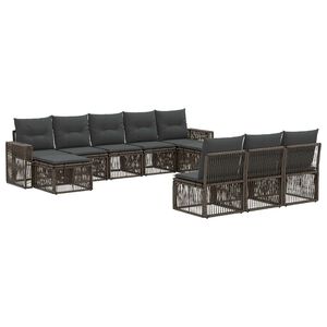 vidaXL Ensemble de canap&eacute; de jardin 10 pc Gris et Gris fonc&eacute; polyrotin