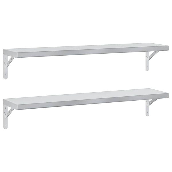 vidaXL &Eacute;tag&egrave;res murales 2 pcs 100x23,5 cm argent&eacute; acier inoxydable