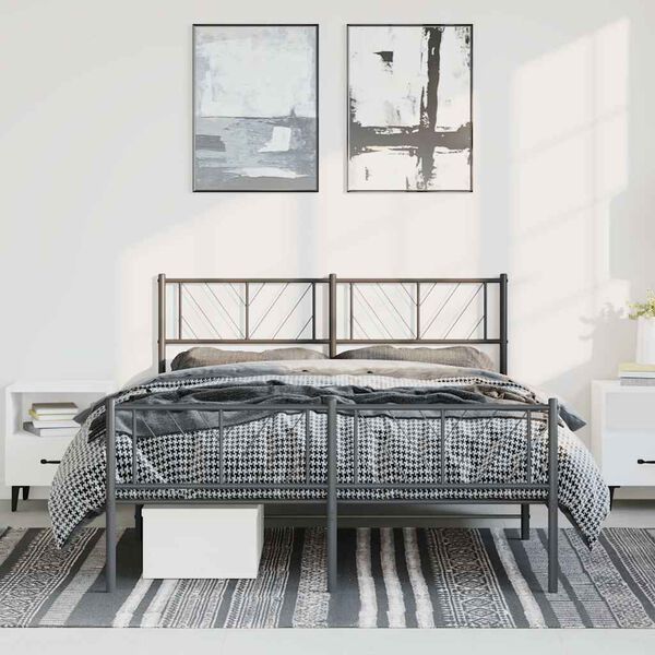 vidaXL Cadre de lit m&eacute;tal sans matelas avec pied de lit noir 150x200cm