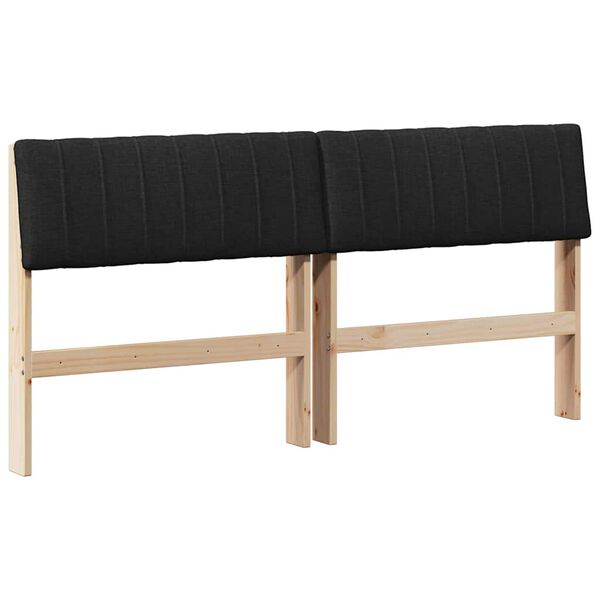 vidaXL T&ecirc;te de lit capitonn&eacute;e Noir 150 cm Pin massif