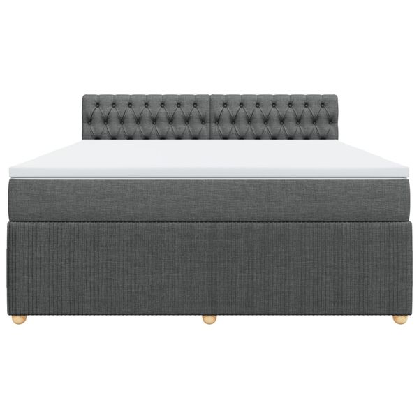 vidaXL Sommier &agrave; lattes de lit avec matelas Gris fonc&eacute; 180x200cm Tissu