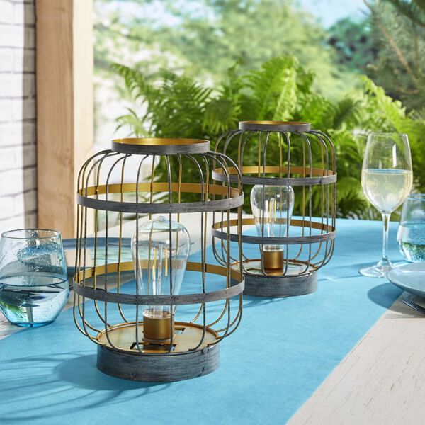 Luxform Lampe de table de jardin &agrave; LED solaire Cambridge Gris et dor&eacute;
