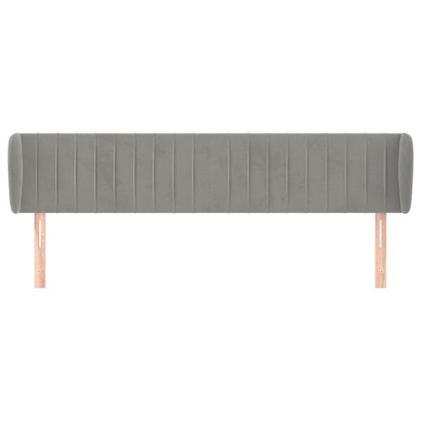 vidaXL T&ecirc;te de lit avec oreilles Gris clair 163x23x78/88 cm Velours