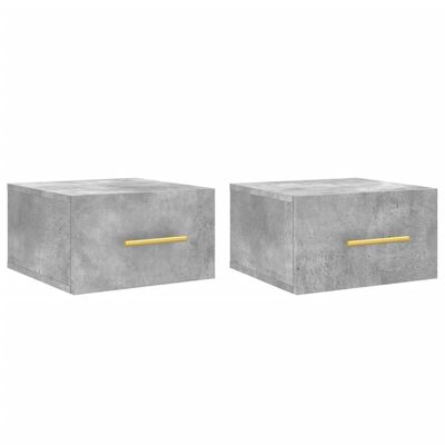 vidaXL Tables de chevet murales 2 pcs gris béton 35x35x20 cm