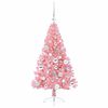 vidaXL Sapin de No&euml;l artificiel pr&eacute;-&eacute;clair&eacute; Rose 120 cm PVC