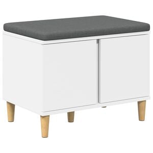 vidaXL Banc d'entr&eacute;e Blanc 60 x 38 x 46 cm Bois Ing&eacute;nierie et Tissu