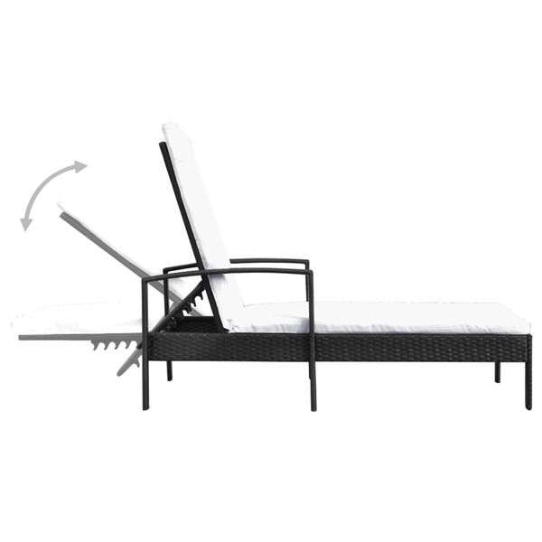 vidaXL Chaise longue avec coussin R&eacute;sine tress&eacute;e Noir