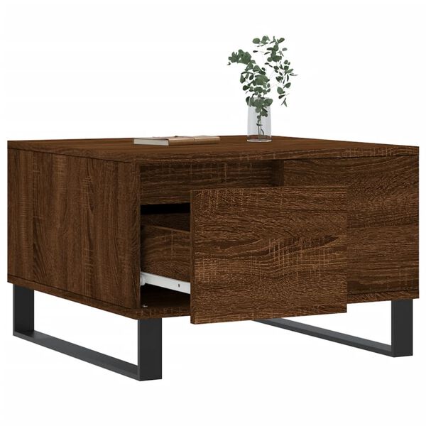 vidaXL Table basse ch&ecirc;ne marron 55x55x36,5 cm bois d'ing&eacute;nierie