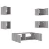 vidaXL Meuble TV muraux 5 pcs avec lumi&egrave;res LED sonoma gris