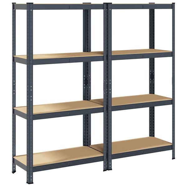 vidaXL &Eacute;tag&egrave;res de rangement &agrave; 4 niveaux 2 pcs acier bois d'ing&eacute;nierie