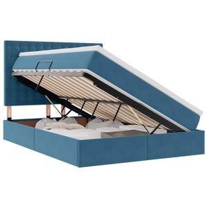 vidaXL Lit avec rangement et LED Bleu fonc&eacute; 140 x 200 cm Velours