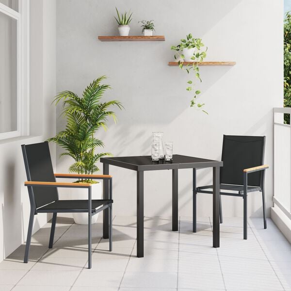 vidaXL Ensemble de salle à manger pour jardin 3 pcs Noir