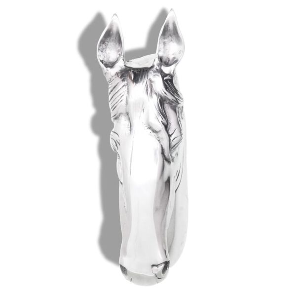 vidaXL D&eacute;coration murale en forme de t&ecirc;te de cheval Aluminium Argent&eacute;