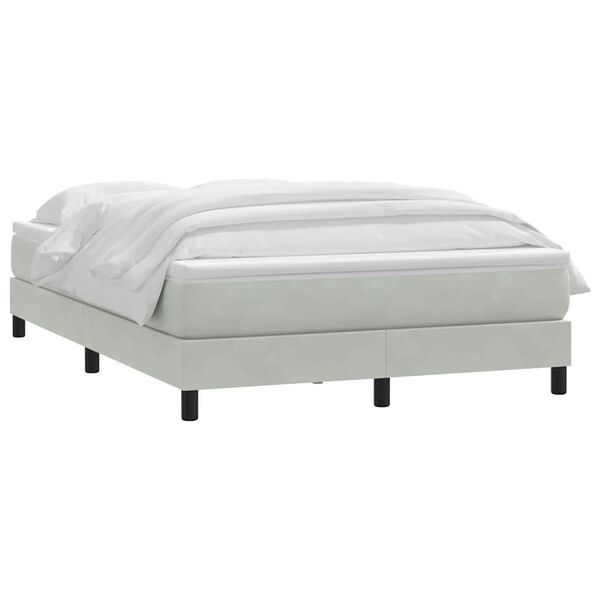 vidaXL Sommier à lattes de lit et matelas gris clair 160x210cm velours