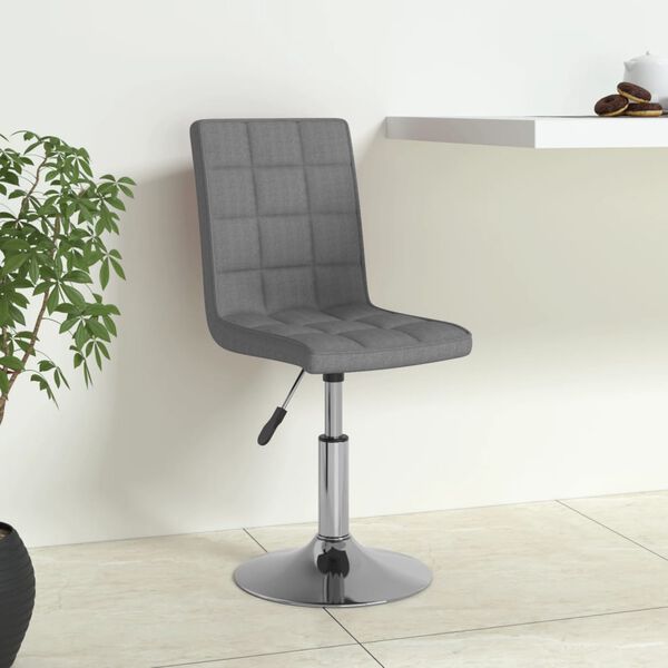 vidaXL Chaise pivotante de salle &agrave; manger Gris clair Tissu